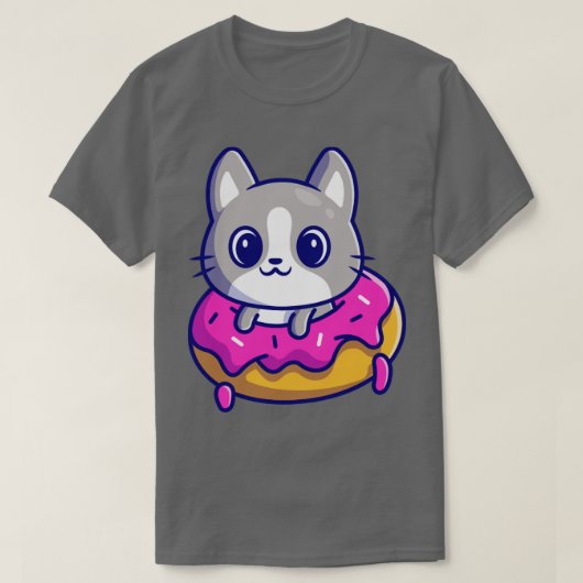 可愛い猫とドーナツ漫画2 Tシャツ (デザイン正面)