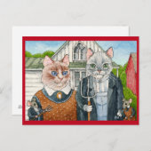 可愛い猫とネズミ、アメリカのゴシック様式のはがき ポストカード (正面/裏面)