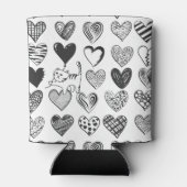 可愛い猫とハート柄イラストレーション 缶クーラー (裏面)