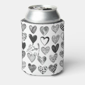 可愛い猫とハート柄イラストレーション 缶クーラー (缶裏面)