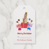 可愛い猫とプレゼントのスターハートホワイトクリスマス ギフトタグ (裏面)