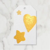 可愛い猫とプレゼントのスターハートホワイトクリスマス ギフトタグ (正面)