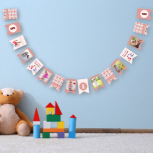 可愛い猫とプレゼント  ピンク バンティングフラッグ