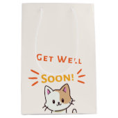 可愛い猫と一緒にメールを受け取る ミディアムペーパーバッグ (正面)