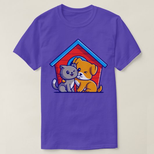 可愛い猫と犬の漫画1 Tシャツ (デザイン正面)