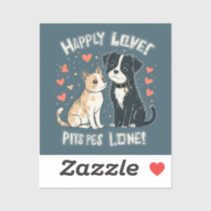 可愛い猫と犬ペットおもしろいラブマンガデザインビニール シール