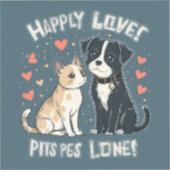 可愛い猫と犬ペットおもしろいラブマンガデザインビニール シール (正面)