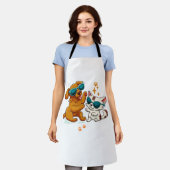 可愛い猫と犬1 エプロン (着用した状態)