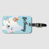 可愛い猫と花だまパーソナライズされた ラゲッジタグ (正面横)