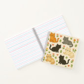 可愛い猫と花ハート – 愛らしい動物 ノートブック (内部)