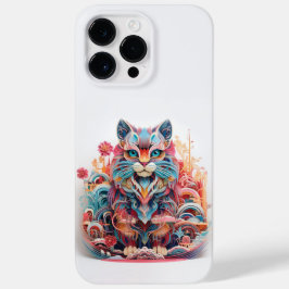 可愛い猫と花付き3D紙切り出し Case-Mate iPhone 14 PRO MAXケース