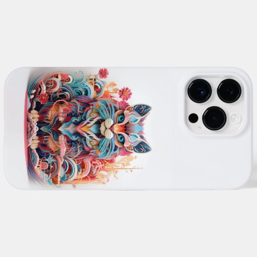 可愛い猫と花付き3D紙切り出し Case-Mate iPhoneケース (裏面 (横))