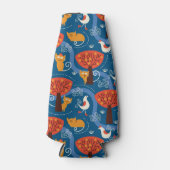 可愛い猫と鳥の柄 ボトルクーラー (正面)