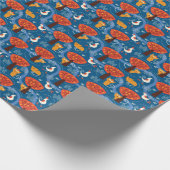 可愛い猫と鳥の柄 ラッピングペーパー (角)