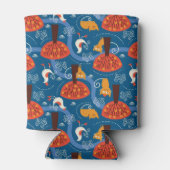 可愛い猫と鳥の柄 缶クーラー (裏面)