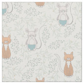 可愛い猫ねずみ柄 ファブリック (クローズアップ)