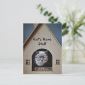 可愛い猫のおもしろいユーモア猫スタッフ引用文 ポストカード (スタンド正面)