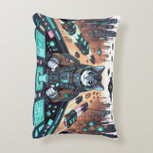 可愛い猫のようなパイロットは未来的に歩く アクセントクッション (裏面(縦))