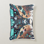 可愛い猫のようなパイロットは未来的に歩く アクセントクッション (正面(垂直))