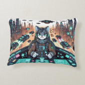 可愛い猫のようなパイロットは未来的に歩く アクセントクッション (裏面)