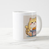 可愛い猫のイラストレーション ジャンボコーヒーマグカップ (正面右)