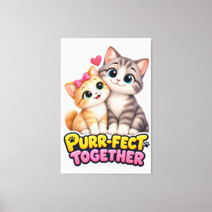 可愛い猫のカップル 愛 ラブ ねこ かわいい 猫 ふたり Funny Cat キャンバスプリント