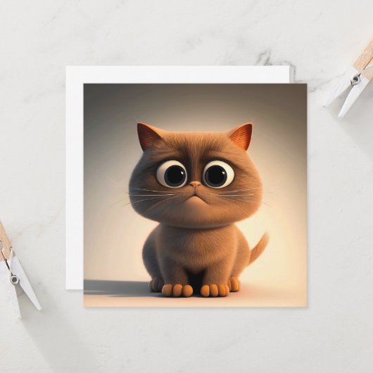 可愛い猫のキャラクターイラストレーション カード (正面/裏面インサイチュ)
