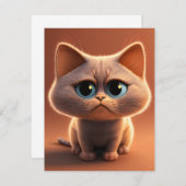 可愛い猫のキャラクターイラストレーション サンキューカード (正面/裏面)