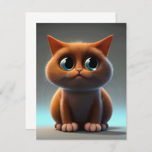 可愛い猫のキャラクターイラストレーション サンキューカード (正面/裏面)