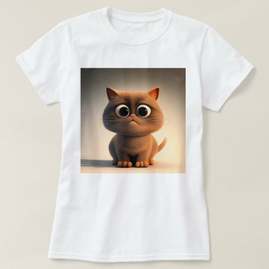 可愛い猫のキャラクターイラストレーション Tシャツ (デザイン正面)