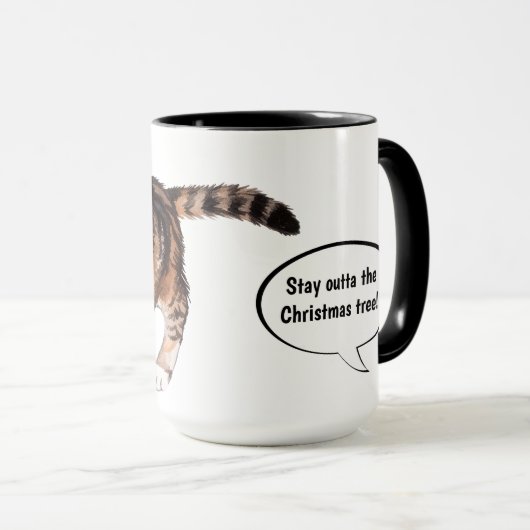 可愛い猫のクリスマスツリー禁止グッズ マグカップ (正面右)