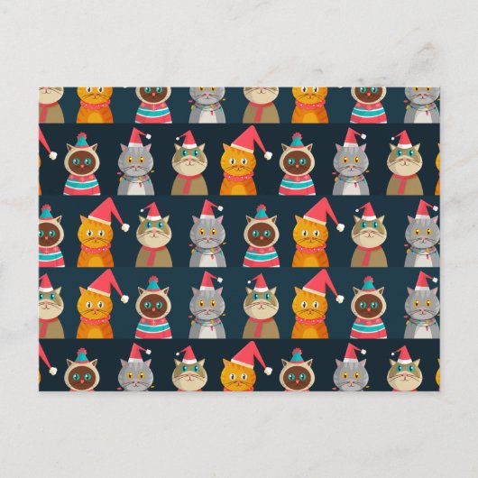可愛い猫のクリスマスミュー・クリスマス ポストカード (正面)