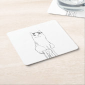 可愛い猫のスケッチモダン スクエアペーパーコースター (アングル)