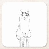 可愛い猫のスケッチモダン スクエアペーパーコースター (正面)