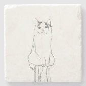 可愛い猫のスケッチモダン ストーンコースター (正面)