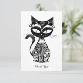 可愛い猫のスケッチ サンキューカード (スタンド正面)