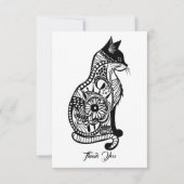 可愛い猫のスケッチII サンキューカード (正面)