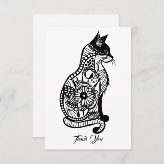 可愛い猫のスケッチII サンキューカード (正面/裏面)