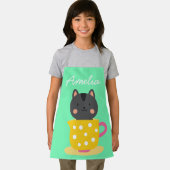 可愛い猫のティーカップカラフルキッズアートや料理 エプロン (インサイチュ)