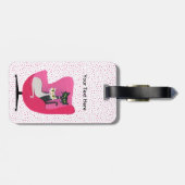 可愛い猫のドットが2つ付いたMIdセンチュリーピンクの椅子 ラゲッジタグ (裏面横)