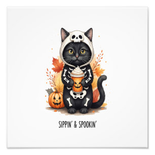 可愛い猫のハロウィン フォトプリント