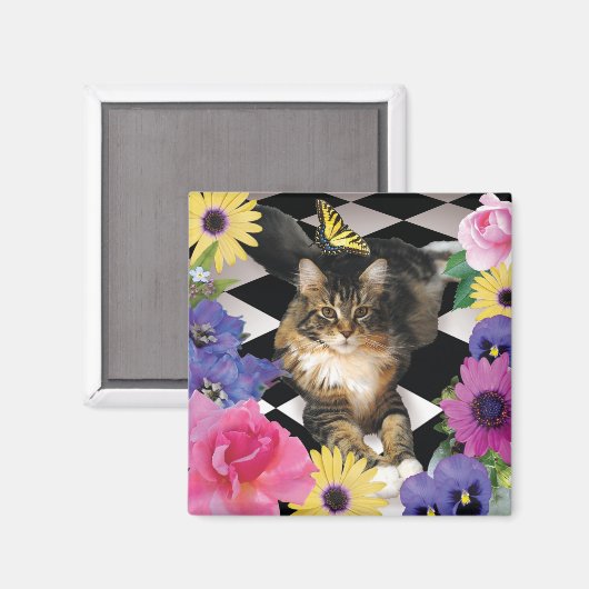 可愛い猫のファンタジーガーデン磁石 マグネット (正面/裏面)