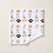 可愛い猫のプリント バスタオルセット (ウォッシュタオル)