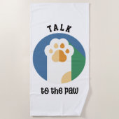 可愛い猫のポーと話す(ブラック文字) ビーチタオル (正面)