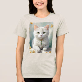 可愛い猫のポートレートとジュエリー。 トライブレンドＴシャツ