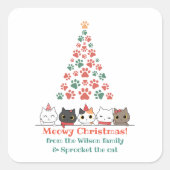 可愛い猫のミオウィクリスマス スクエアシール (正面)