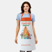 可愛い猫のユーモアパエティビーガン名白 エプロン (着用した状態)