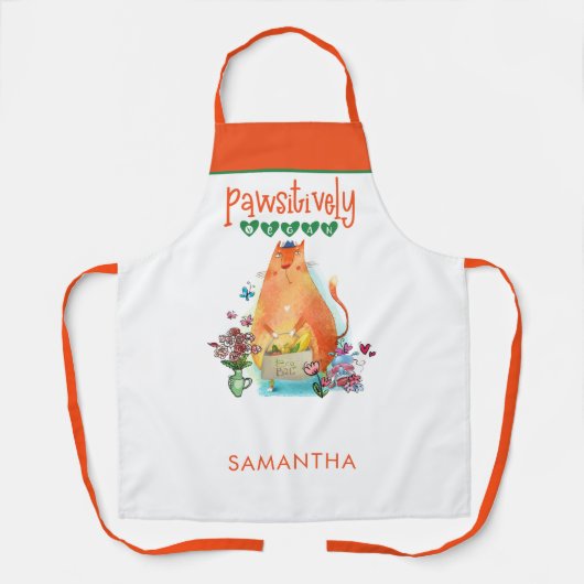 可愛い猫のユーモアパエティビーガン名白 エプロン (正面)