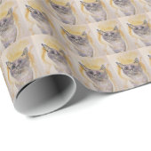 可愛い猫のラッピング紙（黄色い紫色の色合い） ラッピングペーパー (ロールコーナー)