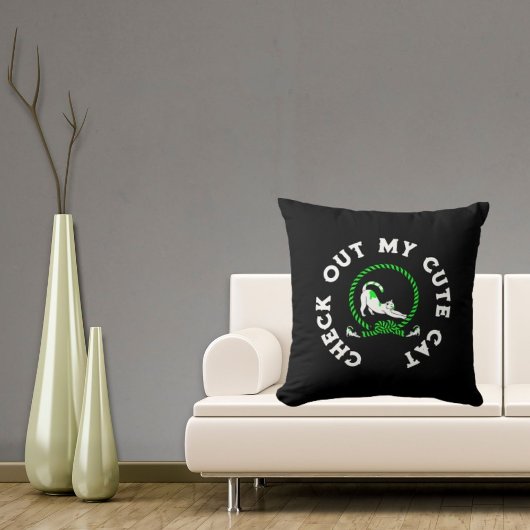 可愛い猫のヴィンテージおもしろいレトロブラック クッション